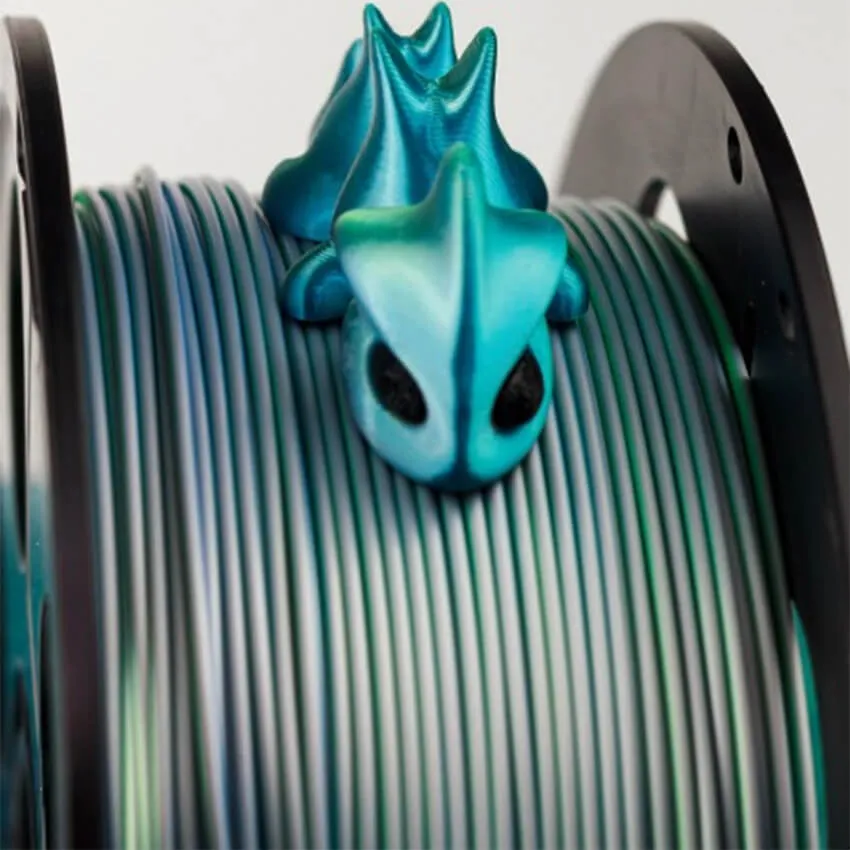 Катушка трёхцветного PLA-шелк  пластика Bestfilament 1.75 мм 1кг., синий-зеленый-серебро