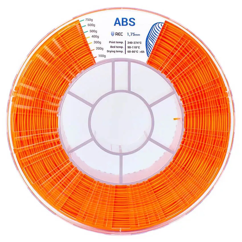 Катушка пластика REC ABS 1.75мм 0,75 кг, оранжевая