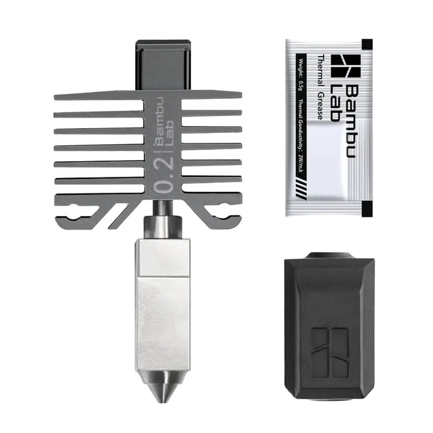 Хотэнд с соплом 0,2 мм из нержавеющей стали для 3D принтера Bambu Lab X1 Series & P1 Series