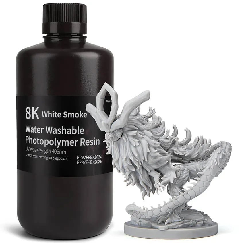 Фотополимерная смола Elegoo Water Washable Resin 8K, светло-серая (1 кг)