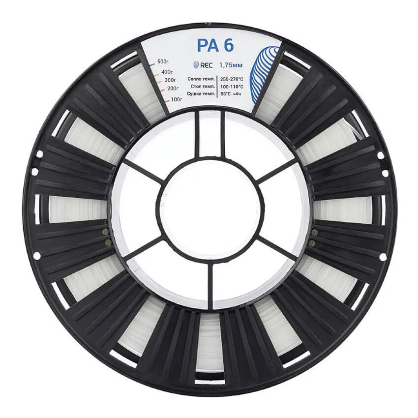 Катушка PA6-пластика REC 1.75мм, 0.5 кг, натуральная (НФ-00002459)