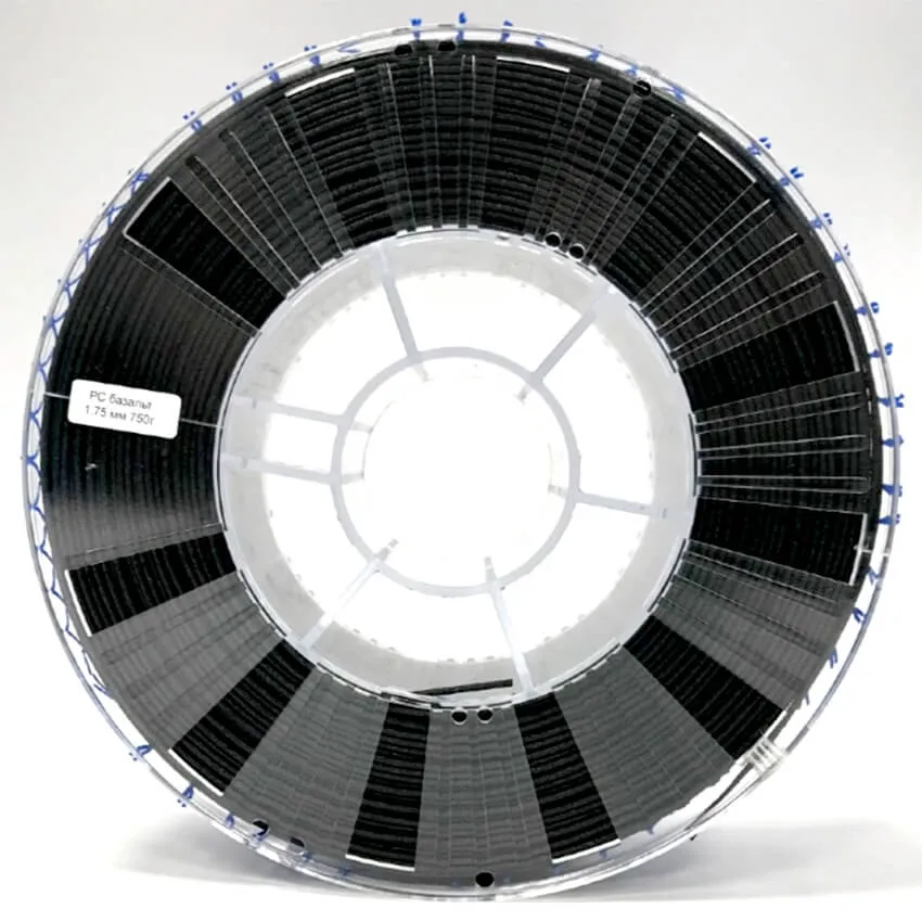 Катушка пластика REC PC+базальт 1.75 мм 0.75 кг, черная