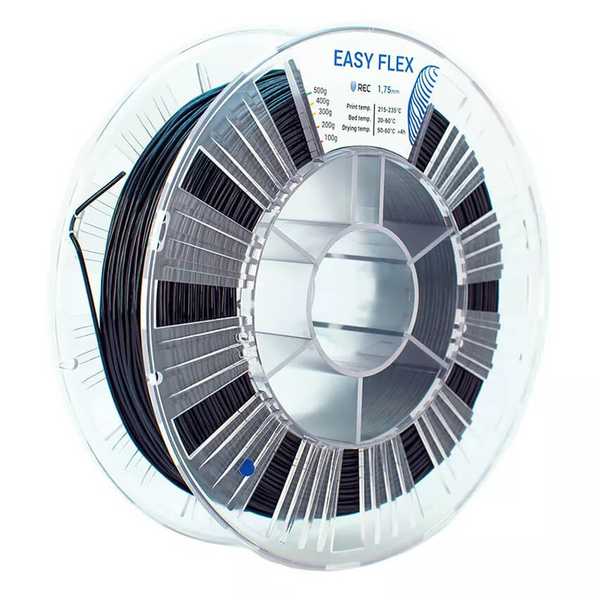 Катушка пластика REC Easy Flex (TPU) 1.75мм 0,5 кг, черная