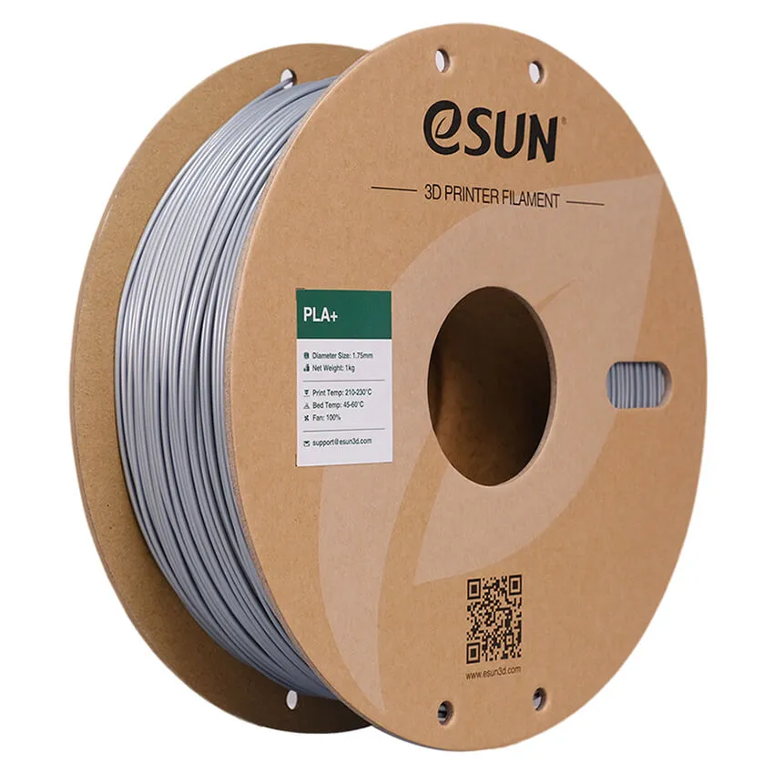 Катушка PLA+ пластика ESUN 1.75 мм 1кг., серебряная (PLA+175S1/PLA+175S1P1)