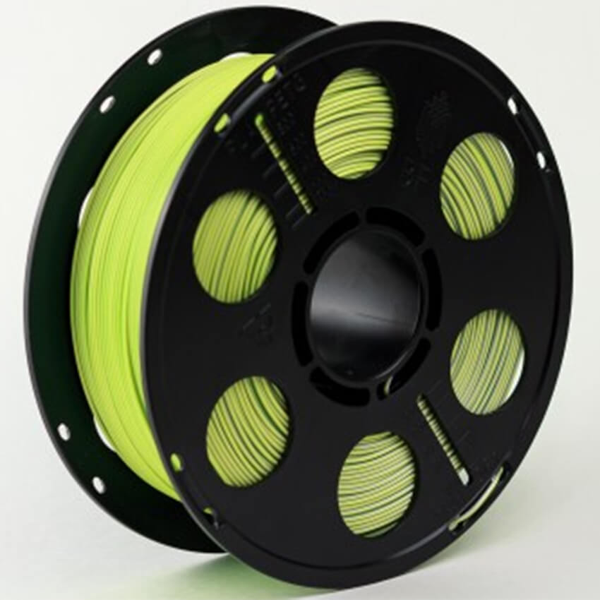Катушка трёхцветного PLA-шелк  пластика Bestfilament 1.75 мм 1кг., желтый-зеленый-серебро