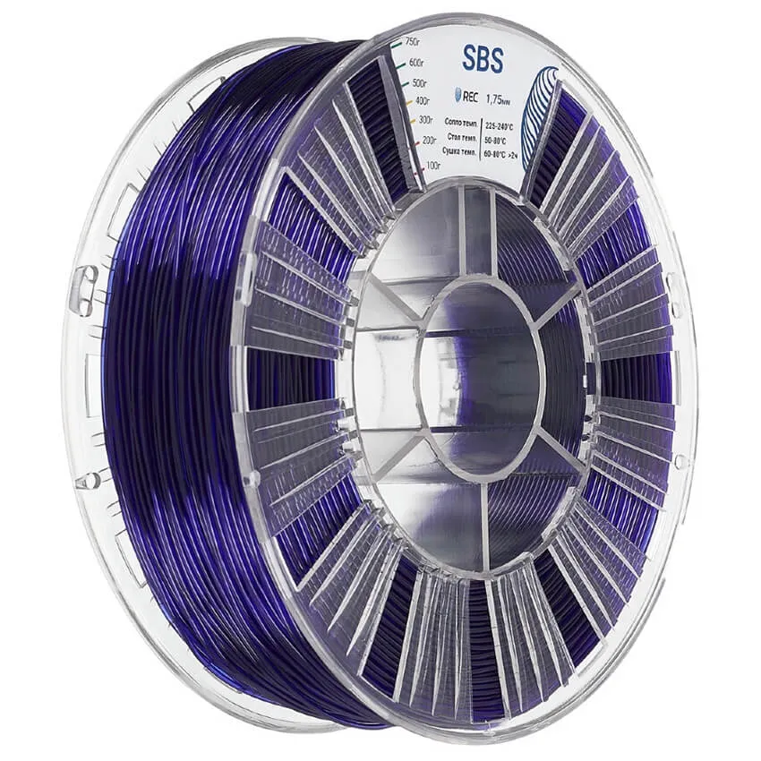 Катушка пластика REC SBS 1.75мм 0.75 кг, прозрачно-фиолетовая