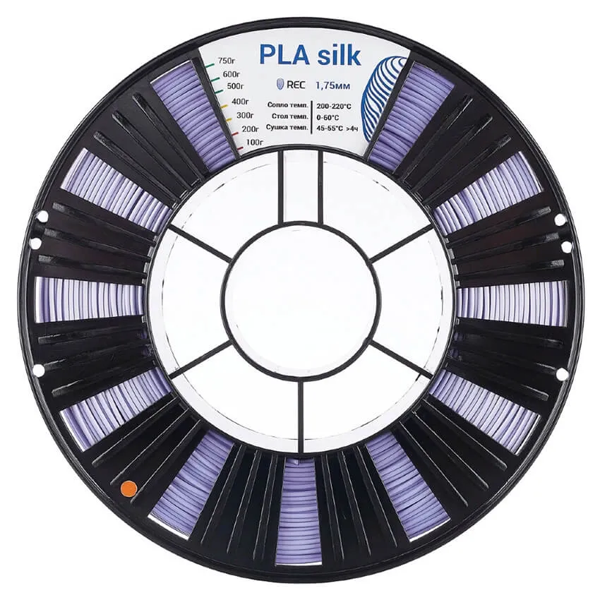 Катушка пластика REC PLA Silk 1.75мм  0.75 кг, фиолетовая