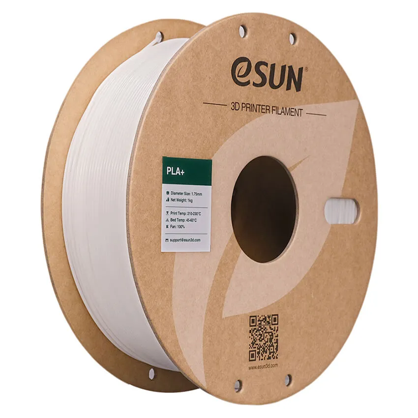 Катушка PLA+ пластика ESUN 1.75 мм 1кг, белая (PLA+175W1/PLA+175W1P1)