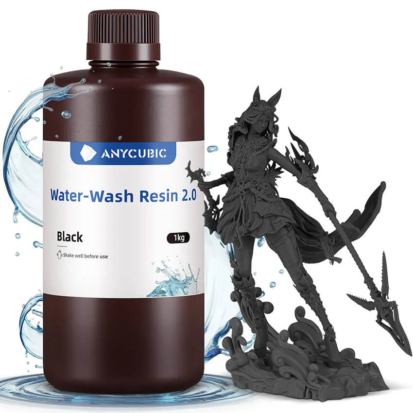 Фотополимерная смола Anycubic Water-Wash Resin 2.0, черная (1 кг)