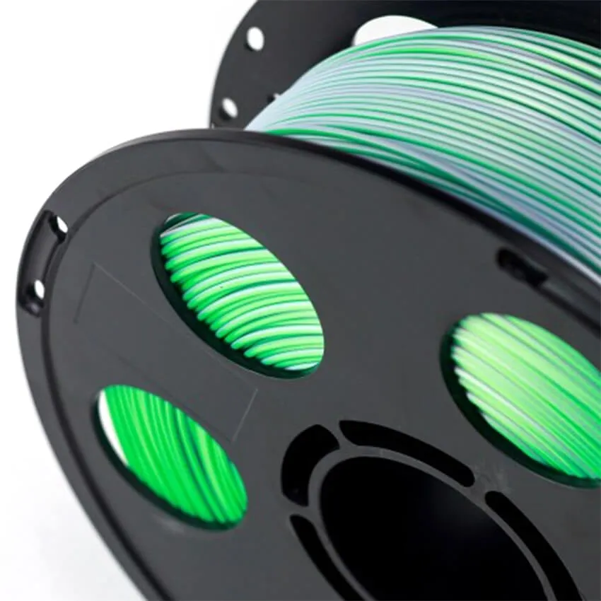 Катушка трёхцветного PLA-шелк  пластика Bestfilament 1.75 мм 1кг., синий-зеленый-серебро