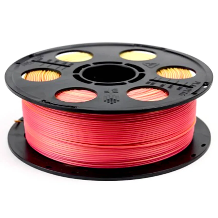 Катушка трёхцветного PLA-шелк  пластика Bestfilament 1.75 мм 1кг., желтый-красный-золото