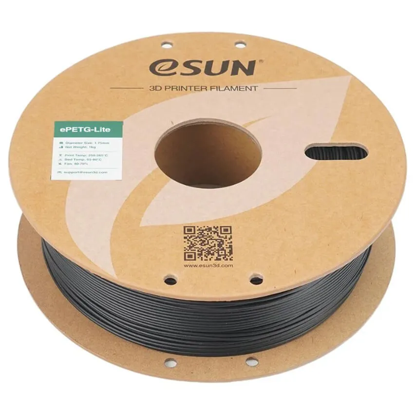 Катушка PETG-Lite пластика ESUN 1.75 мм, 1кг, черная (ePETG-Lite-P175B1)