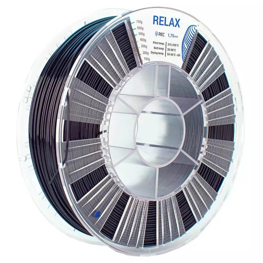 Катушка пластика REC RELAX (PETG) 1.75мм 0,75 кг, черная