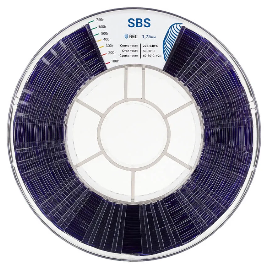 Катушка пластика REC SBS 1.75мм 0.75 кг, прозрачно-фиолетовая