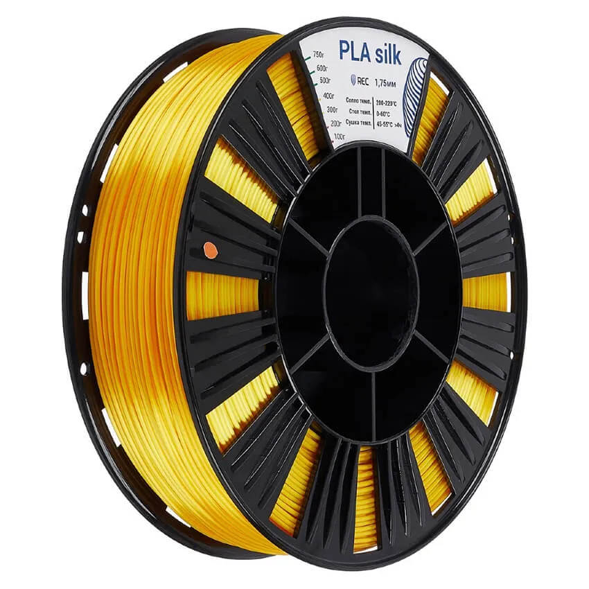 Катушка пластика REC PLA Silk 1.75мм  0.75 кг, золотистая