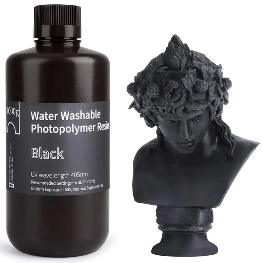 Фотополимерная смола Elegoo Water Washable Resin, черная (1 кг)