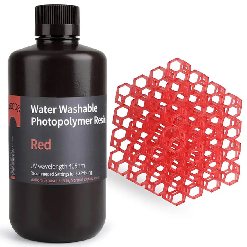 Фотополимерная смола Elegoo Water Washable Resin, красная (1 кг)